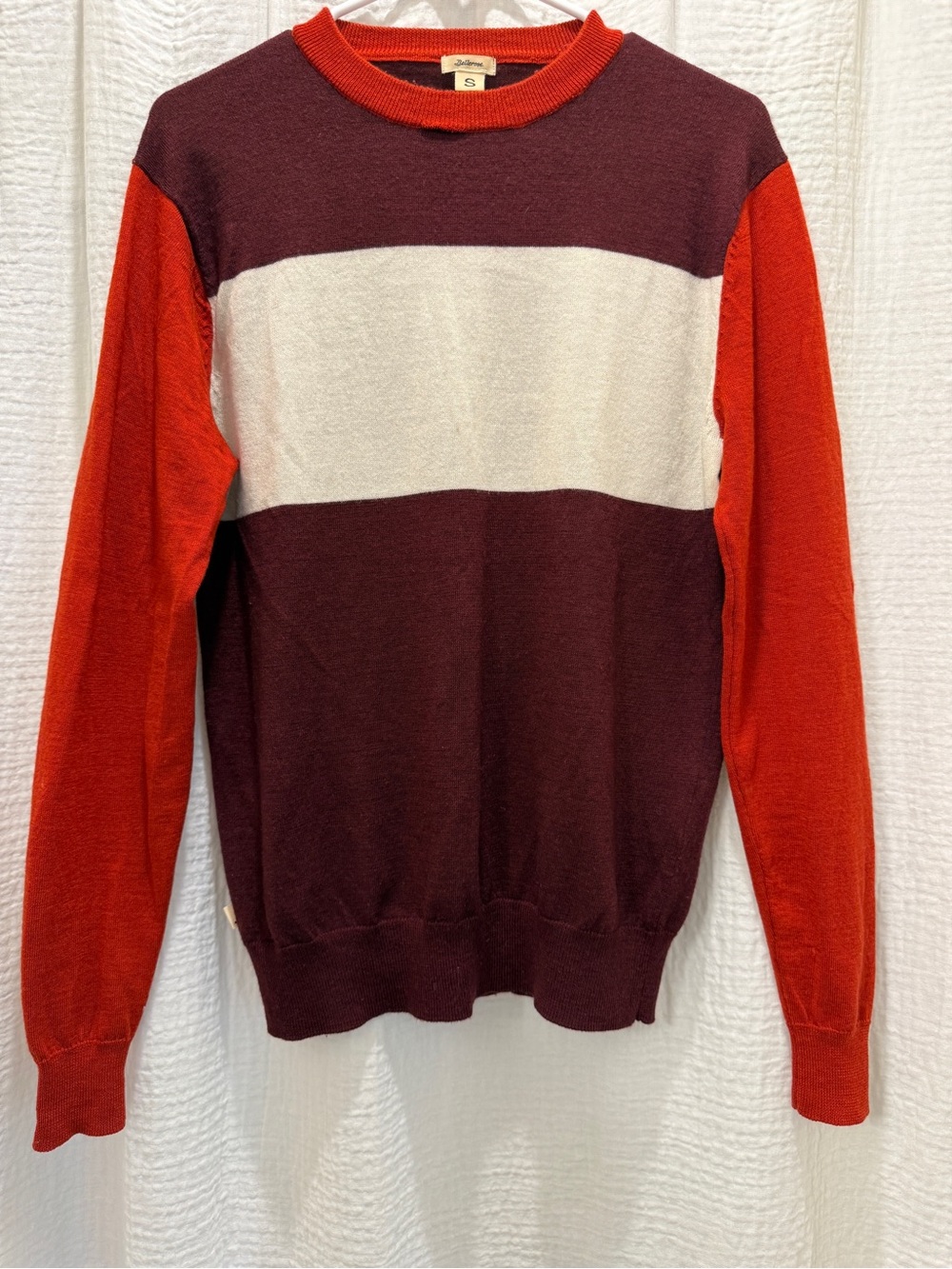 Bellerose Dapico Tricolor 100% Wool Colorblock Crewneck Sweater